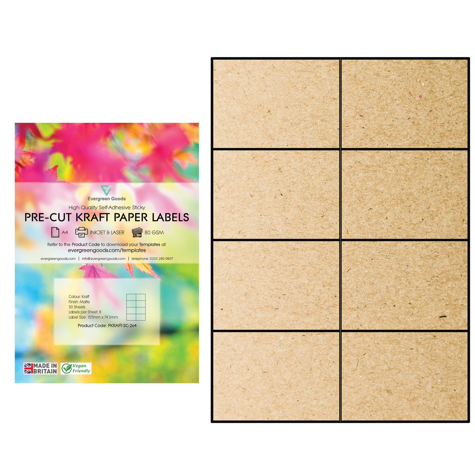 Étiquettes en papier kraft mat Evergreen Goods pour organisation cuisine