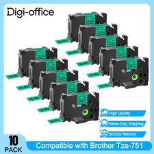 10PK Compatible with Brother P-Touch TZ751 TZe751 Black/Green Tape 24mm Label