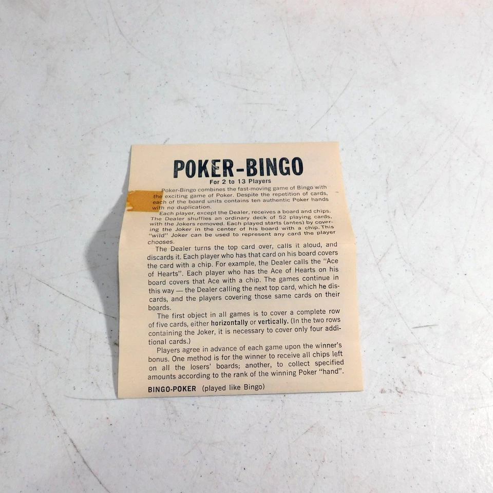 Vintage 1966 Transogram Poker Bingo Game Complete In Box With Chips - Image 2 of 4