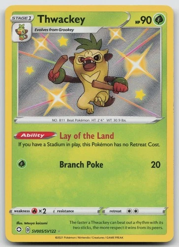 Thwackey SV005/SV122 Shiny Rare Shining Fates Shiny Vault Pokemon Holo Near Mint