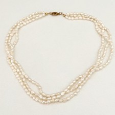 Vintage Genuine Freshwater Pearl Triple Strand Necklace 17"