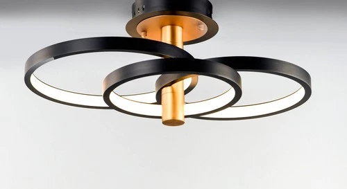 ET2 Hoopla 15 3/4" Wide Black and Gold Modern LED Ceiling Light - Picture 3 of 6