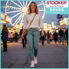 STOOKER DAVOS / green frost wash / BOYFRIEND SLIM FIT / Damen Stretch Jeanshose