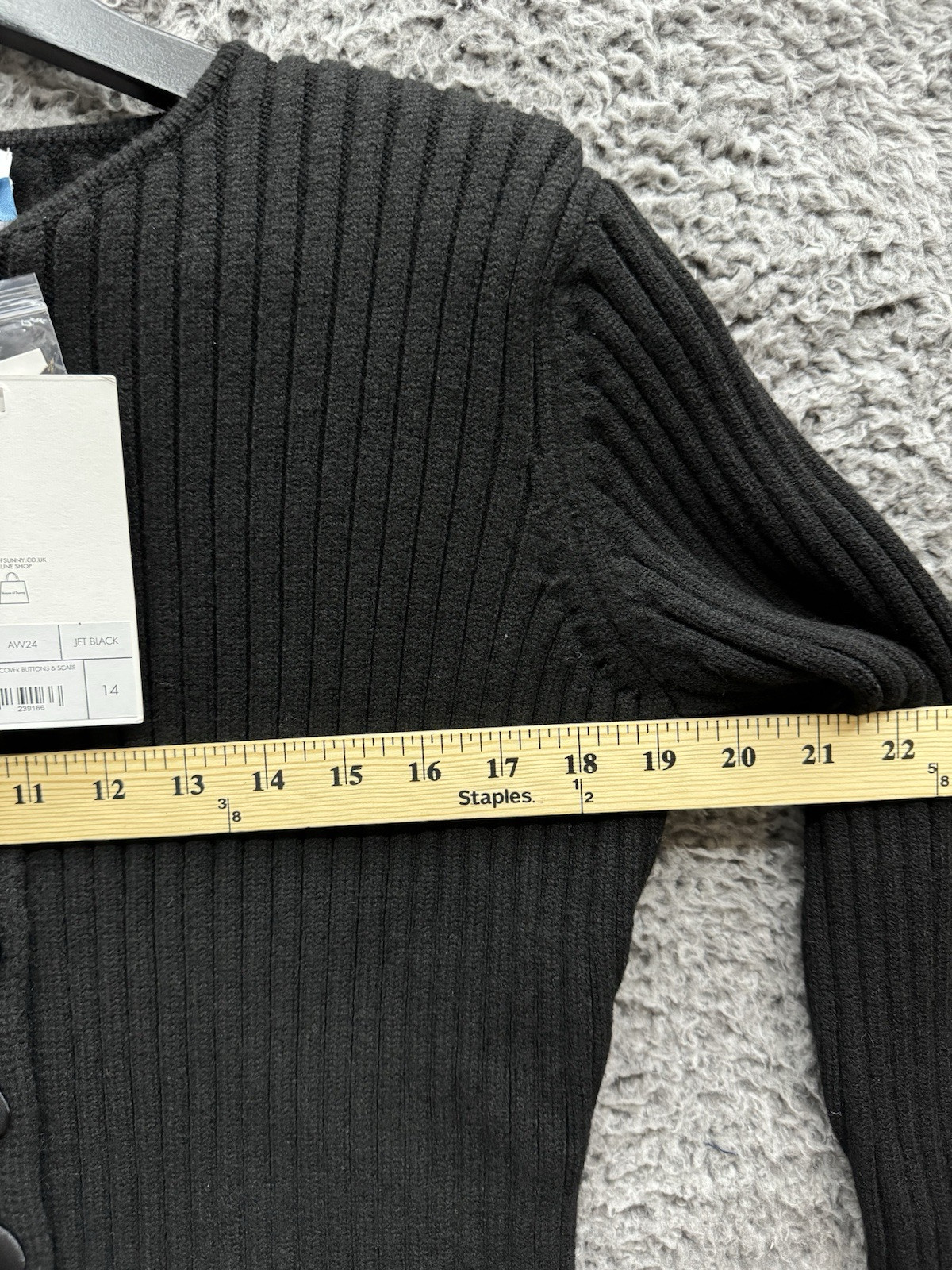 House Of Sunny Cardigan Classic Rib Knit Sweater in Black Size US 10 UK 14 NWT