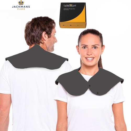 LyfeFocus Reusable Hot & Cold Pack Gel Heat Wrap for Neck & Large, Grey