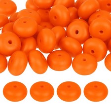 50Pcs 14mm Silicone Lentil Beads, Loose Abacus Bead for DIY Orange Red 
