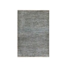 2' x 3' Cedar Brown Modern Grass Design Hand Knotted Natural Wool Mat Rug R76441