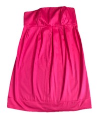 Liz Lang Maternity Hot Pink Strapless Dress Satin Feel Size 4 Baby Shower Party