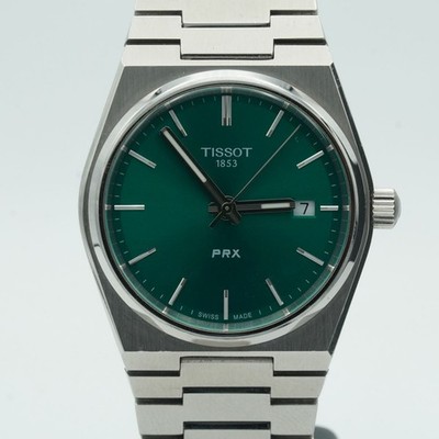 TISSOT PRX HERREN UHR 36MM STAHL ARMBANDUHR QUARTZ GRÜN TOP ZUSTAND T137210A