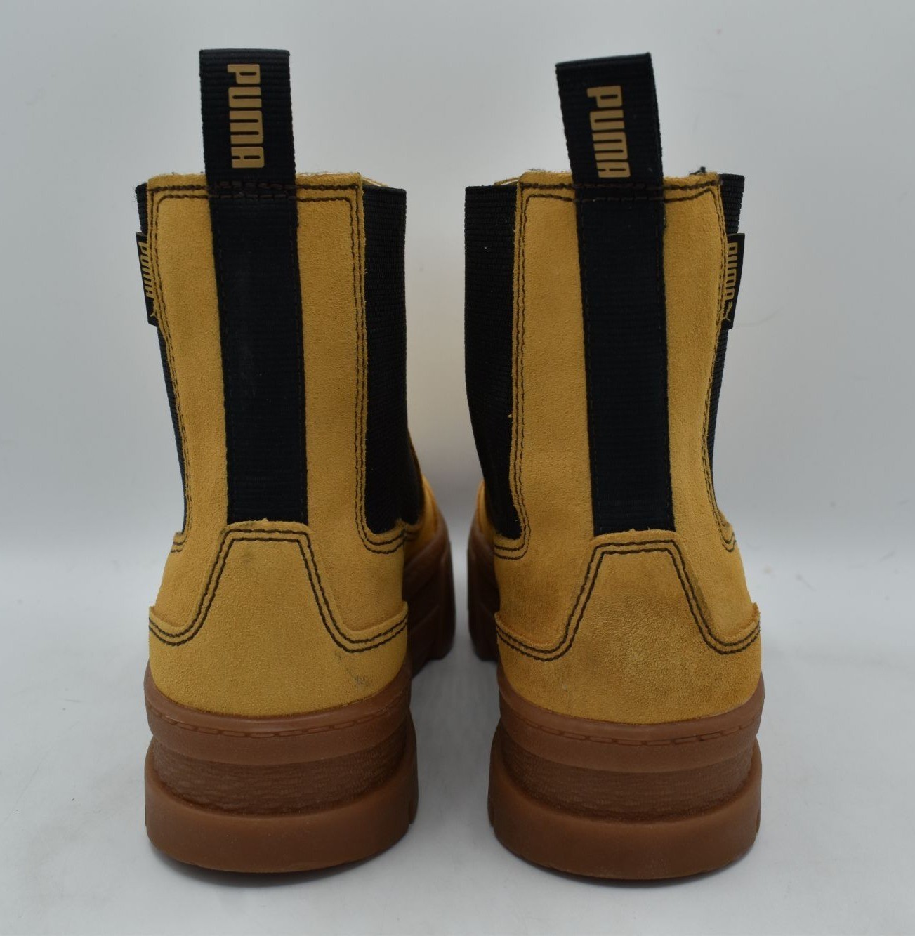 Puma Womens 7.5 Mayze Suede Brown Taffy Tan Platform Chelsea Boots Shoes thumbnail 4