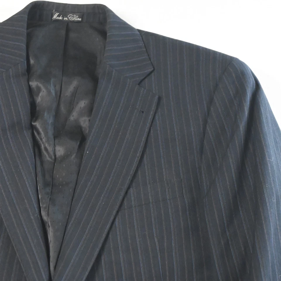 Chaqueta Pantalones Traje Evan Piccone 40R 34x34 Azul Marino Rayas Para Hombre Foto 3 de 4