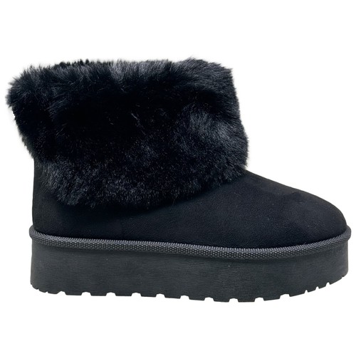 Botines de plataforma negros imitación gamuza forro de piel botas con puño *funcionan pequeños* - Imagen 2 de 7