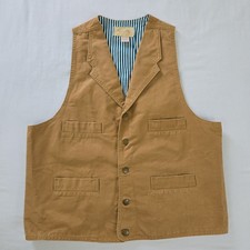 Scully Rangewear Tan Canvas Western 4 Pocket Vest RW041 Men's L Striped Lining
