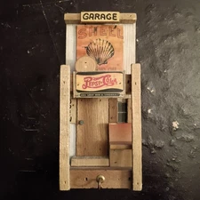 Handcrafted Folk Art Store Front Key Holder, Advertising Pepsi Cola & Shell