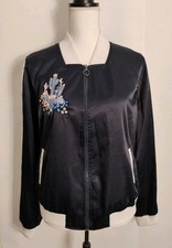Juicy Couture Vintage Y2K Satin Cactus Patch Track Jacket Navy White Size Large
