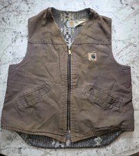 Vintage Carhartt Tundra Vest Aztec Pile Lining Mens Large VP173 Mocha Brown