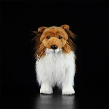 Simulation Brown Border Collie Plush Stuffed Animal Educational Doll Toy 29cm