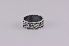 Sterling Silver 8mm Oxidized Over  Under Knot Rimmed Band Ring 925 Sz: 7