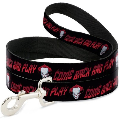 Dog Leash 6-FEET It Chapter Two Pennywise Face COME BACK AND PLAY Bl (US IMPORT)