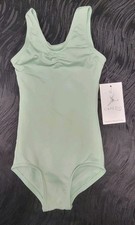Capezio Mint Studio Collection Pinch Front V-Neck Leotard Scoop Back SZ SA