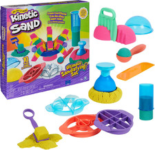 Kinetic Sand, Ultimate Sandisfying Set with 2Lbs Play Sand Pink, Yellow  Teal 