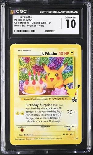 Birthday Pikachu 24 CGC 10 Gem Mint 2021 Black Star Promos Holo Celebrations - C