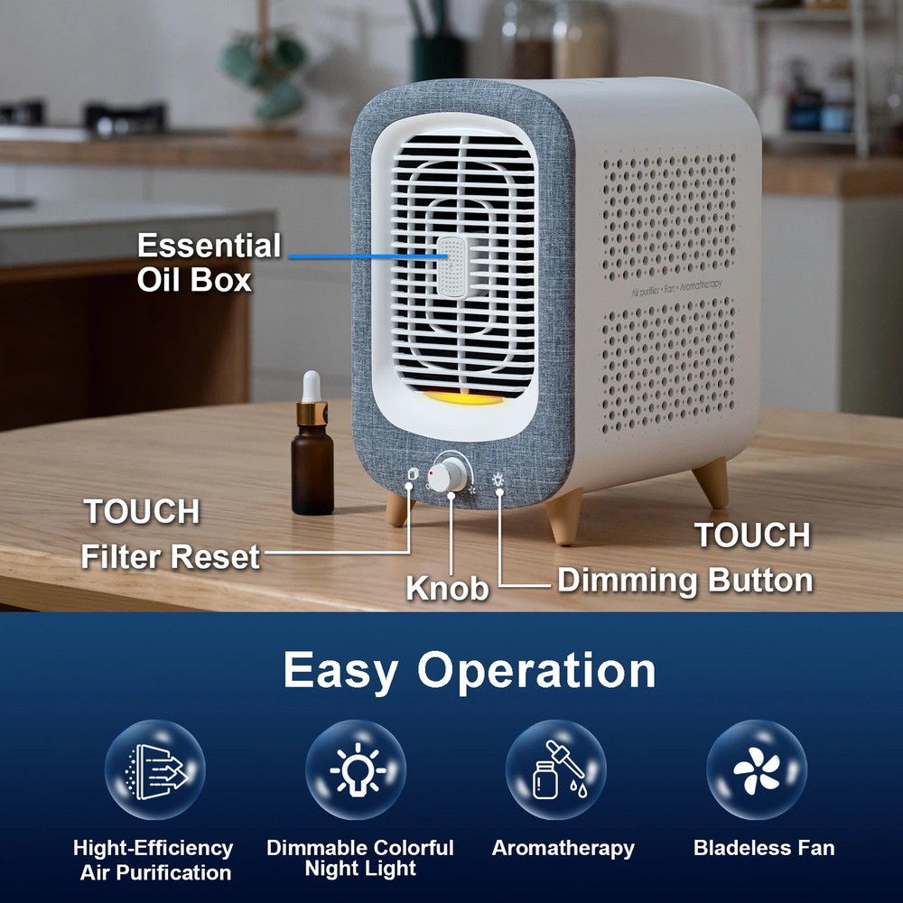 Home Air Purifier for Bedroom up to 780sq ft with HEPA & Activated Carbon Filter