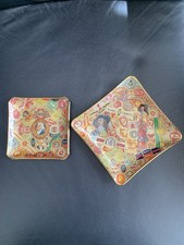 2 Aschenbecher mit echten Zigarrenetiketten/Banderolen, 70er Jahre