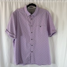NWOT Ted Baker Shirt Mens 6 Purple Short Sleeve Button Up Collared Polo Modal Bl