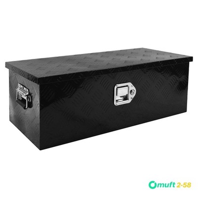 30x13x10 Aluminum Black Truck Bed Storage Box 5 Bar Tread Pickup RV Trailer