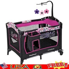 Nursery Center Playard W/ Removable Bassinet Diaper Stacker Toys Travel Bag New