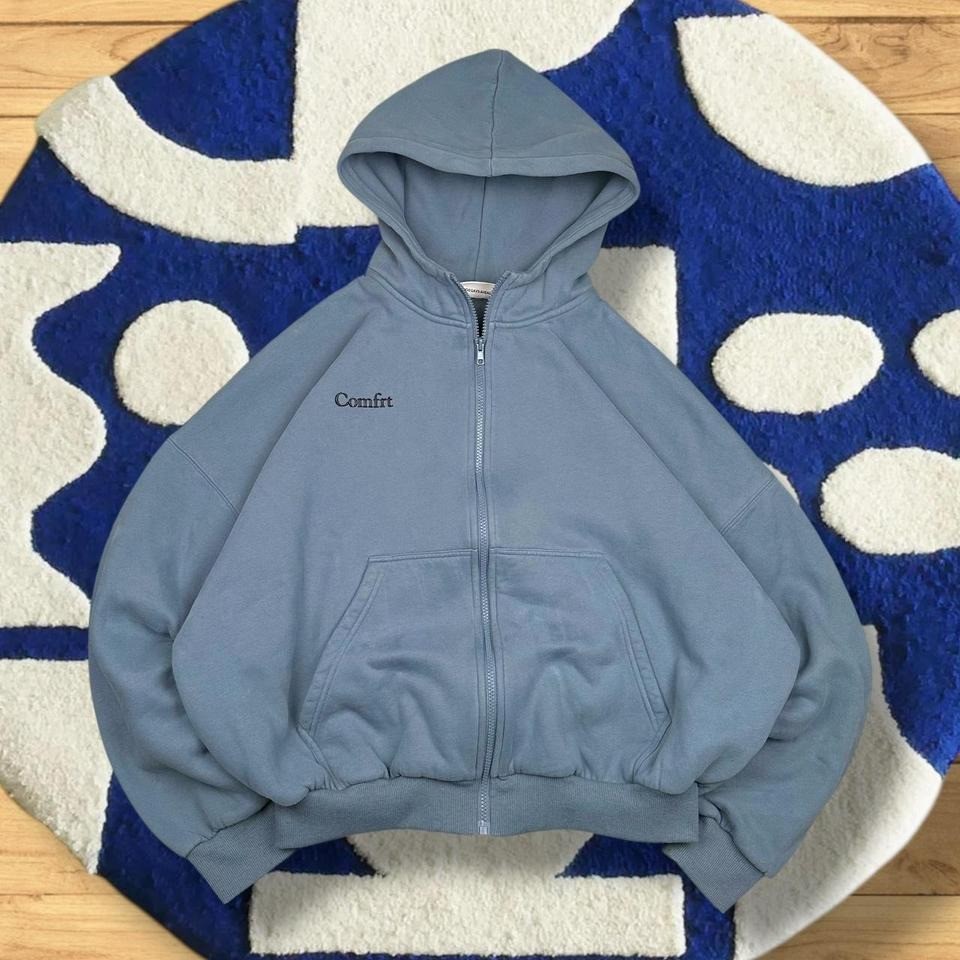Comfrt Blue Zip Up Comfy Essential Hoodie XS