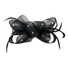 Elegant Mesh Bow Fascinator with Diamante | Women's Headband & Clip Accessory