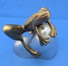 Zodax Bronze Brass Tree Frog on Metal Rock Statue Figurine Vintage India — photo 1