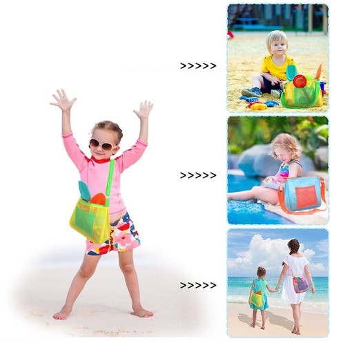 Zipper Mesh Beach Bag Foldable Versatile Tote Bag Toy Organizer Picnics - Picture 8 of 13