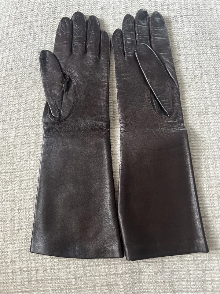 Fownes Women Leather Gloves Brown Sz 7 Long - Image 2 of 3