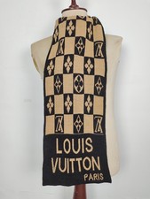 Louis Vuitton genuine vintage Beige / Black Wool winter Scarf Scarves
