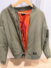 Men’s Fully Lined Hurley Khaki Green Bomber Jacket Size Medium