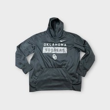 Gray Nike OU Oklahoma Sooners Pullover Sweatshirt Hoodie Men's L Large