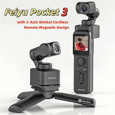 Feiyu Pocket3 4K/60fps Camera with 3-Axis Gimbal Cordless Remote Magnetic Design