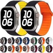 Magnetic Silicone Band For Apple Watch Ultra 3 2 49mm S11 10 42/46mm 9 8 7 6 5 4