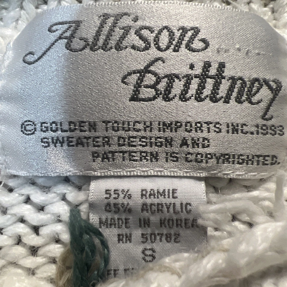 Suéter De Colección Para Mujer S Blanco ALLISON BRITTNEY Floral Cottage Core Crew *DEFECTO* Foto 4 de 4