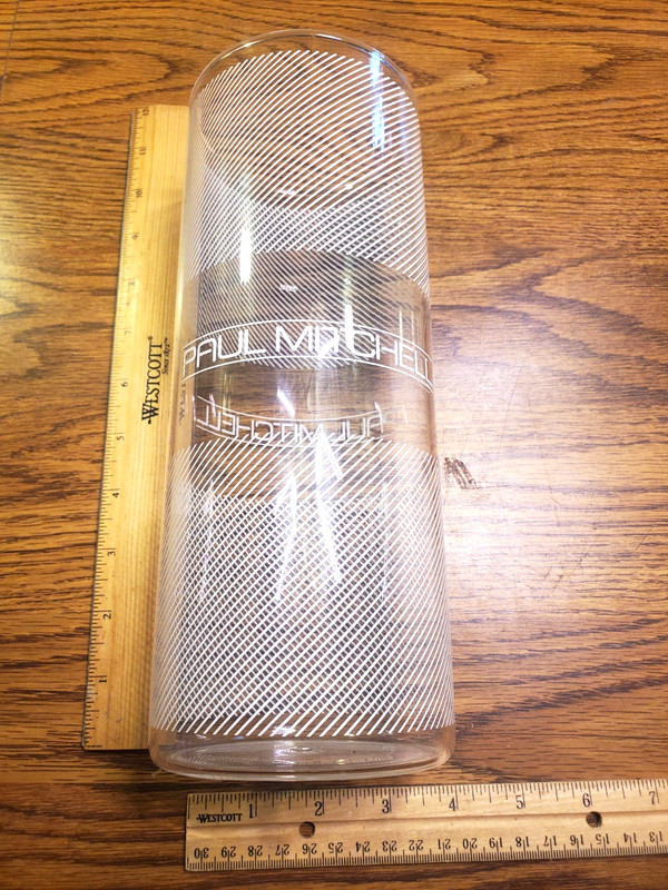 Vintage PAUL MITCHELL EXCLUSIVE Salon Barber Shop Glass Comb Container Jar L@@K!