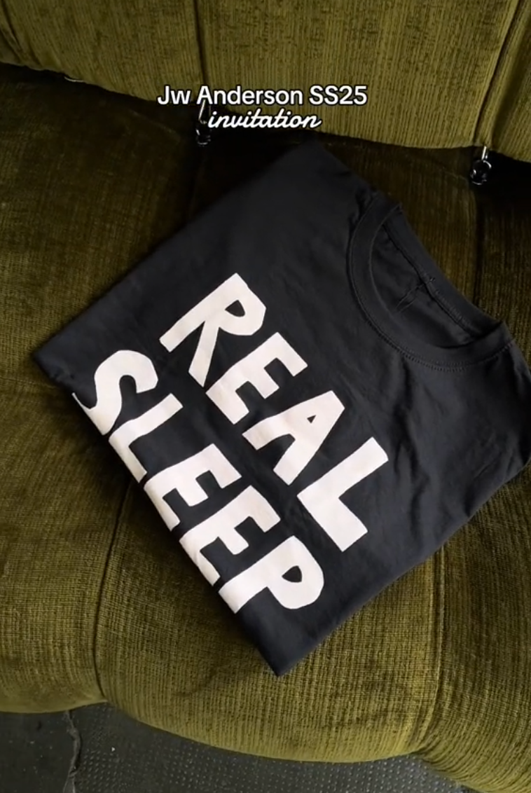 JW Anderson Tshirt SS25 Show Invite REAL SLEEP Unisex One Size