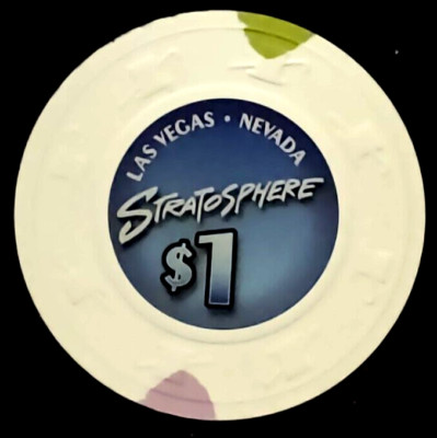 Stratosphere $1.00 Casino Poker Chip Las Vegas Nevada White Lavender Pale Green
