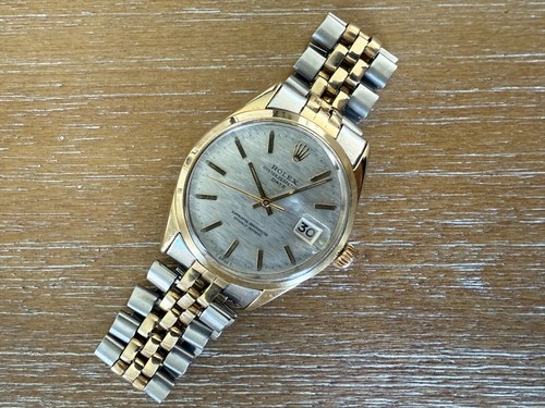 Rolex Date 1550 14K Yellow Gold Shell Watch Silver Mosaic Dial 34mm - Picture 11 of 24