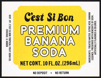 Vintage soda pop bottle label C'EST SI BON COCO PINA Chicago IL new old stock