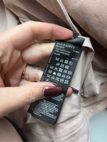ALLSAINTS Dalby Suede Biker Jacket in Dusty pink Size 4 MSRP$549 New With tags - Picture 10 of 12