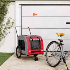 NNEVL Pet Bike Trailer Red and Grey Oxford Fabric and Iron