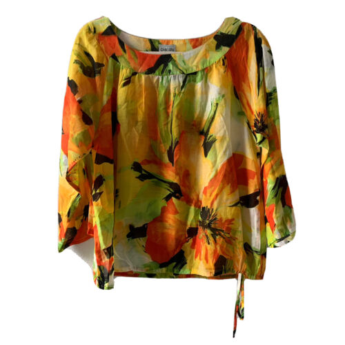 Chicos Top Womens Large Silk Blend Floral Abstract